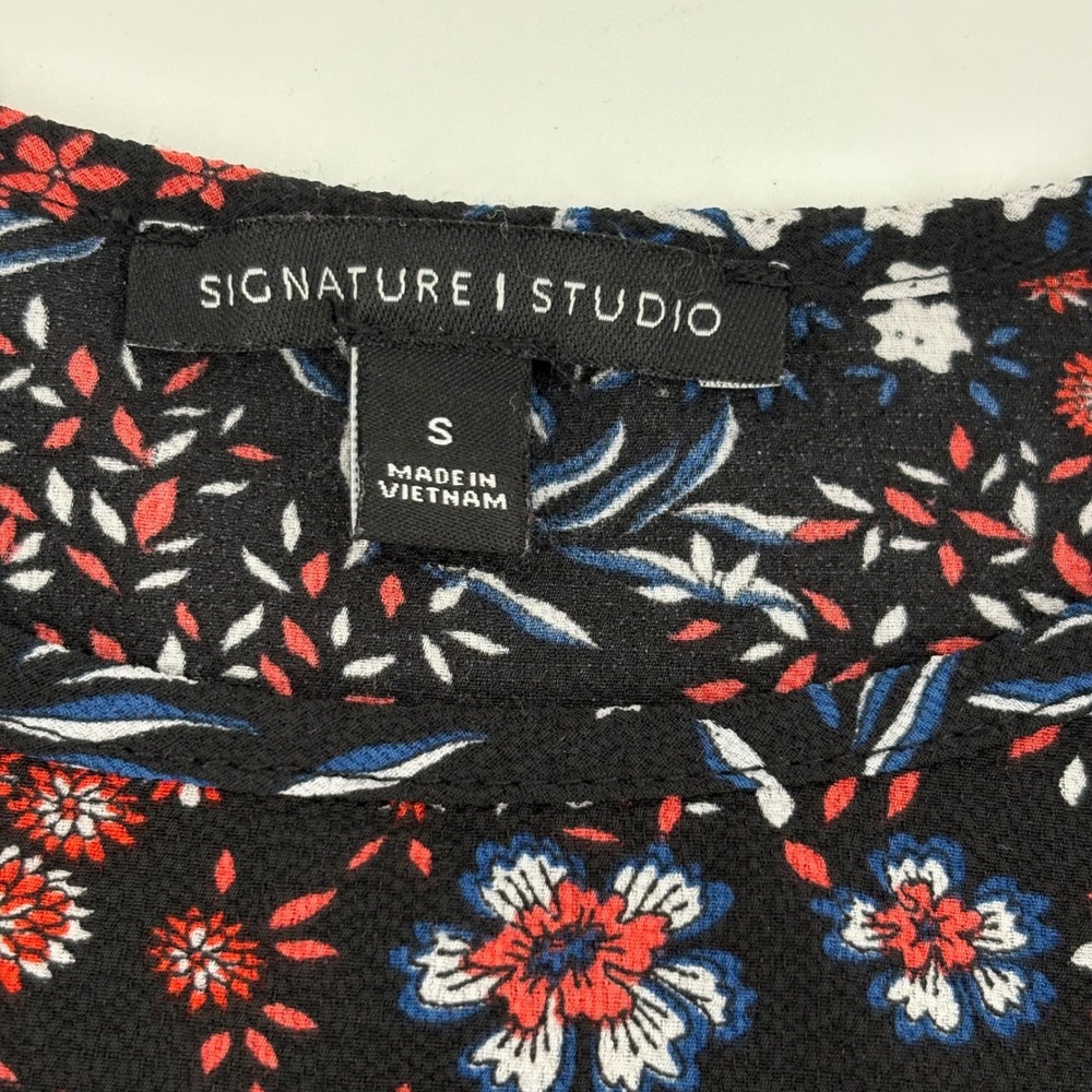 Signature Studio Womens S Floral Print Tie Front Blouse Sheer‎ Romantic Date - Picture 8 of 8